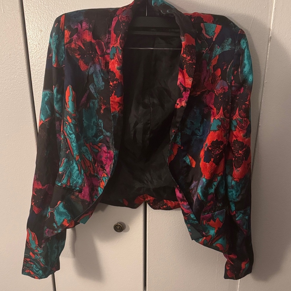 INC International Concepts Black Flower Blazer (used)